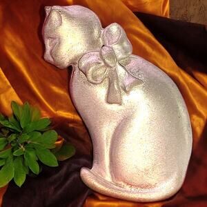 Cat with Bow Pewter 1 3/8" Brooch/Lapel Pin!